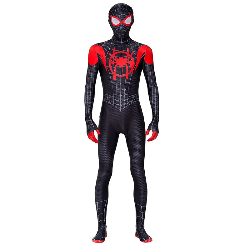 Miles Morales costume for adults front view red spider emblem
