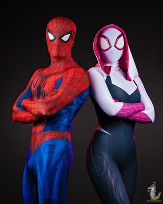 Spider Gwen outfit styled for cosplay convention Image